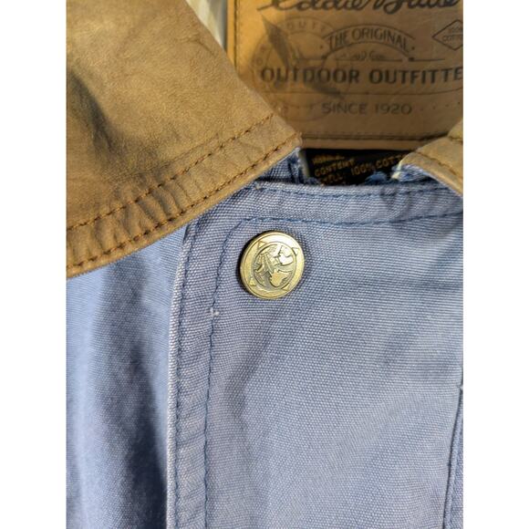 Eddie Bauer Vintage Chore Coat, Barn Jacket Leather Collar Utility Workwear - Picture 4 of 14